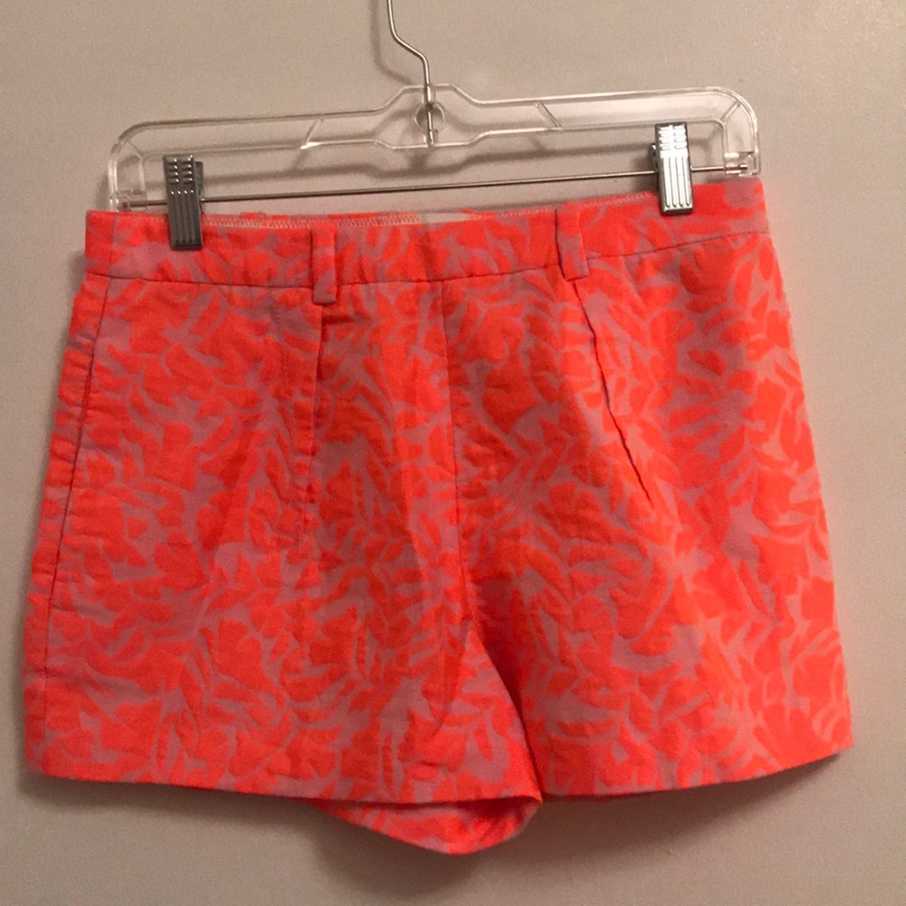Floral Patterned Bright Pink High Waisted Shorts